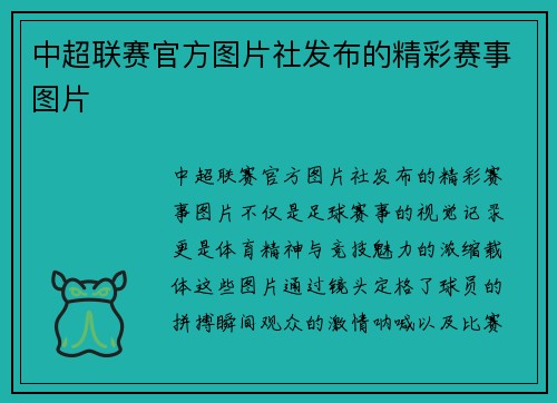 中超联赛官方图片社发布的精彩赛事图片